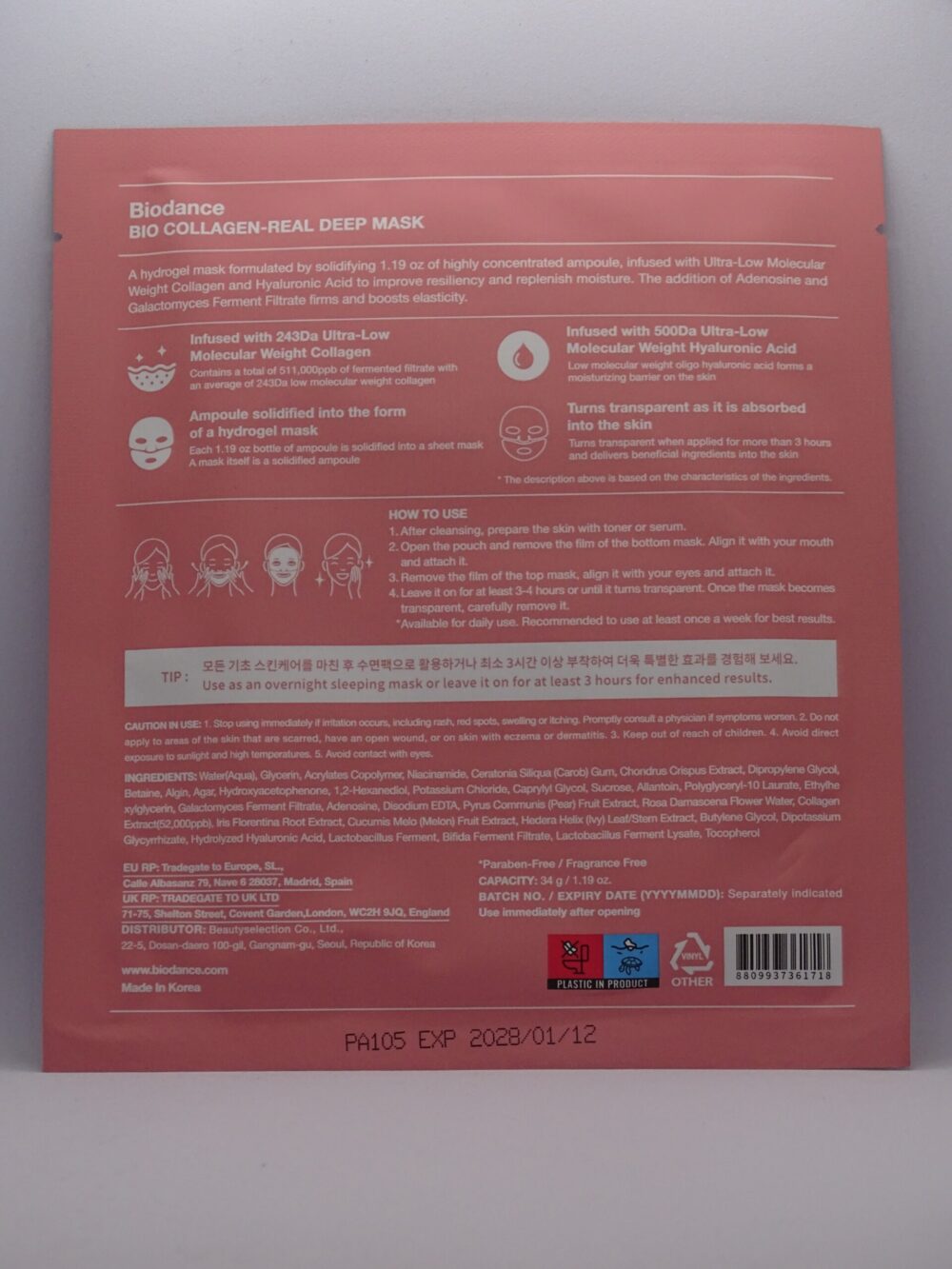 Biodance - Bio-Collagen Real Deep Mask - Feszesítő Arcmaszk Kollagénnel termék 4. kép